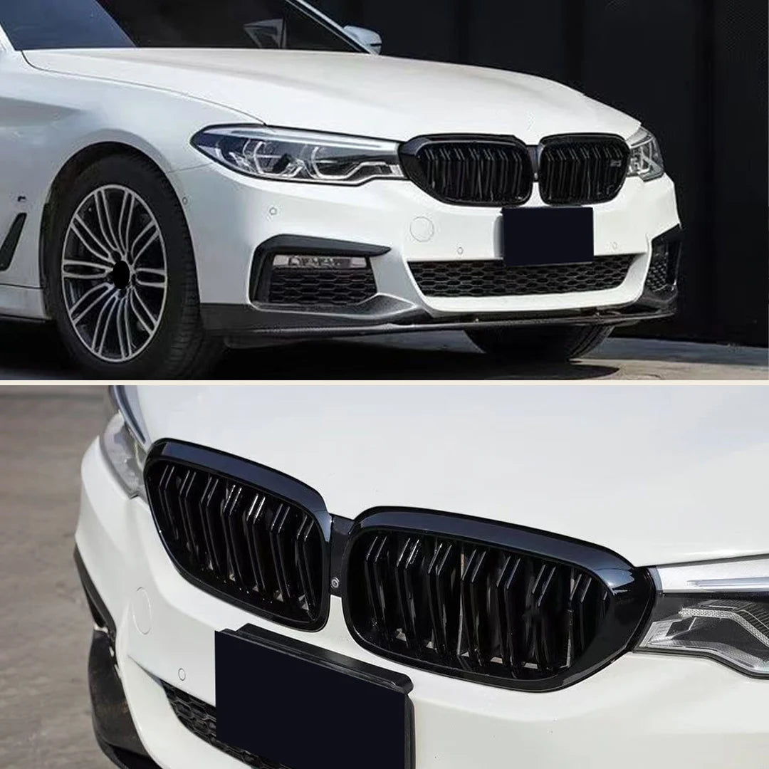 Front Bumper Grill For BMW 5 Series M5 G30 G31 520i 530i 540i ABS 2-Slat Gloss Black Front Kidney Grille