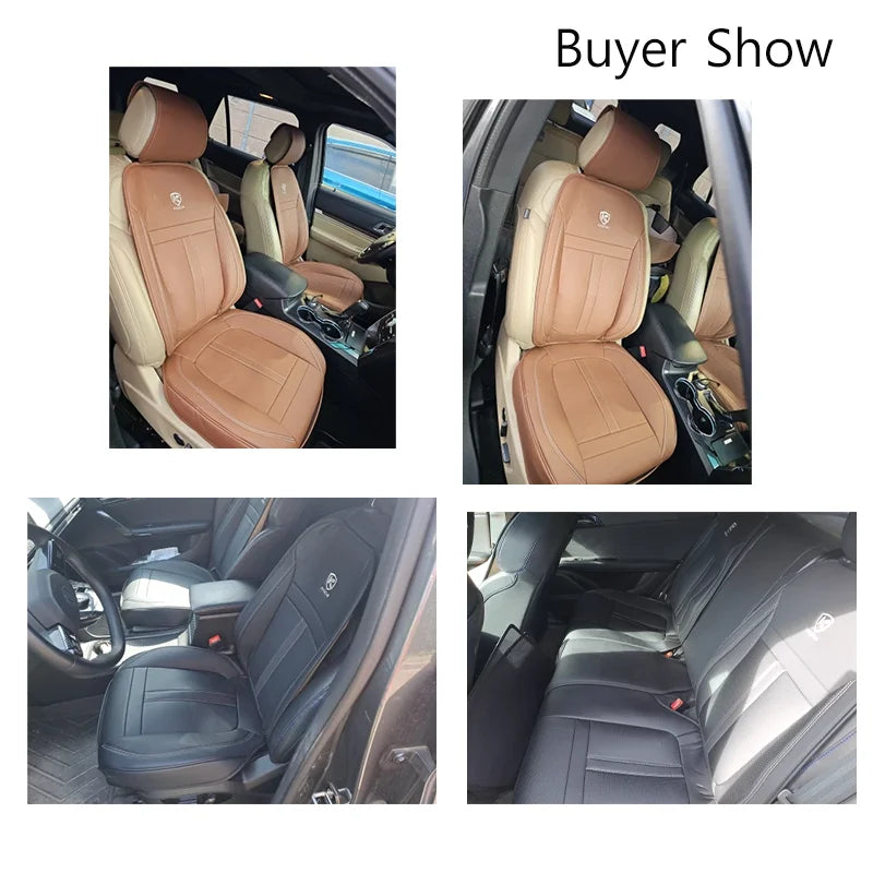 Nappa Leather Car Seat Cover Full Set 5 Seater Breathable Seat Cushion Cover Anti-Slip Full Wrap Driver Car Seat Protectors
