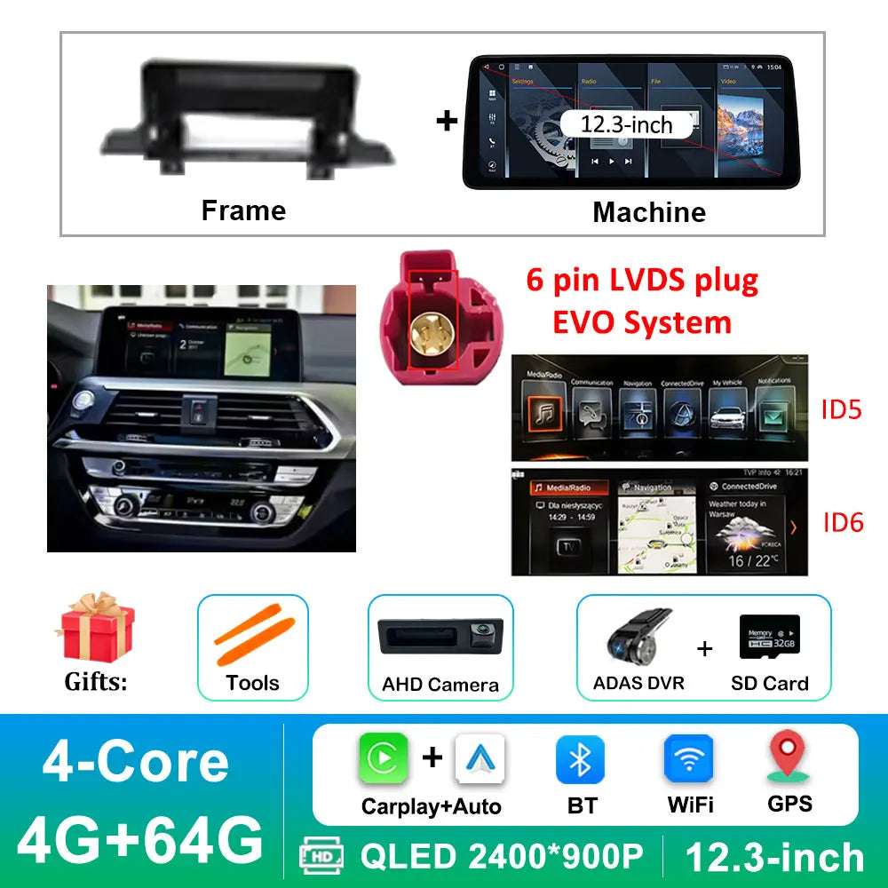 Navi GPS Android 16 for BMW X3 G01 X4 G02 2018 - 2022 EVO System Wireless Carplay Car Radio Multimedia Player BT WiFi DSP Stereo