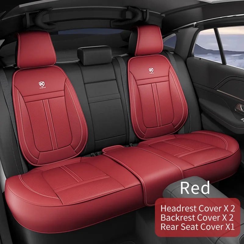 Nappa Leather Car Seat Cover Full Set 5 Seater Breathable Seat Cushion Cover Anti-Slip Full Wrap Driver Car Seat Protectors