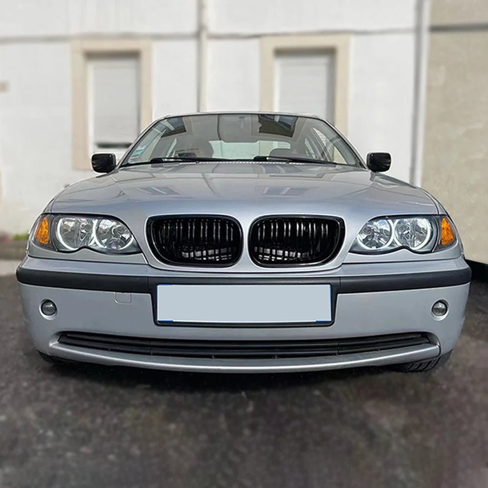 For BMW E46 2/4 Door  3 Series 2002 2003 2004 2005 318i 320i 325i 330i Grille Glossy Black Front Kidney Double Slat Grill Tuning