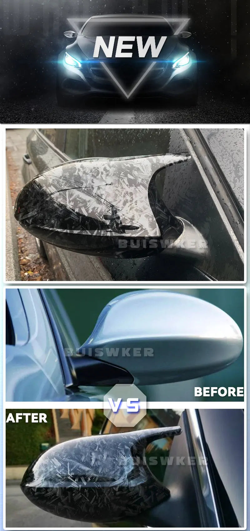Rearview Mirror Covers for Bmw 1 3 Series E90 E91 E92 E93 E80 E81 E87 E88 Rear-View Carbon Fiber Gloss Black