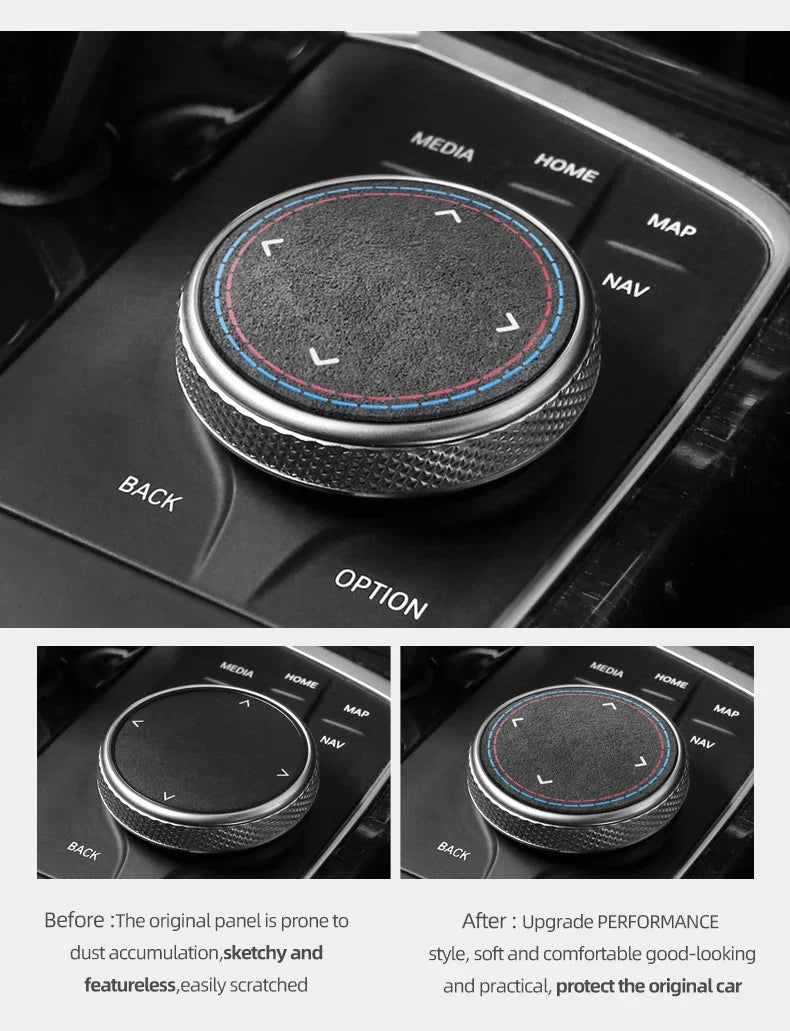 Made of Alcantara For BMW G20 F20 F30 F10 F31 F32 F34 F36 Series 1 2 7 X3 X4 X5 X6 i3 iX3 Z4 Car Multimedia Knob Trim Sticker