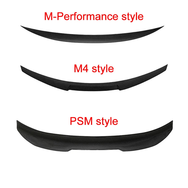 For BMW 4 Series F32 F33 F36 2014-2020 Carbon Fiber Rear Bumper Lip Trunk Spoiler  MP M4 PSM Style Wing Tail Kit Gloss Black