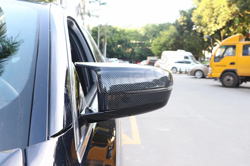 2Pcs Car Bright Black Side Rear View Mirror Cover Replacement For BMW 3 4 5 7 Series G20 G22 G30 G31 G38 G11 G12 2016 - 2022