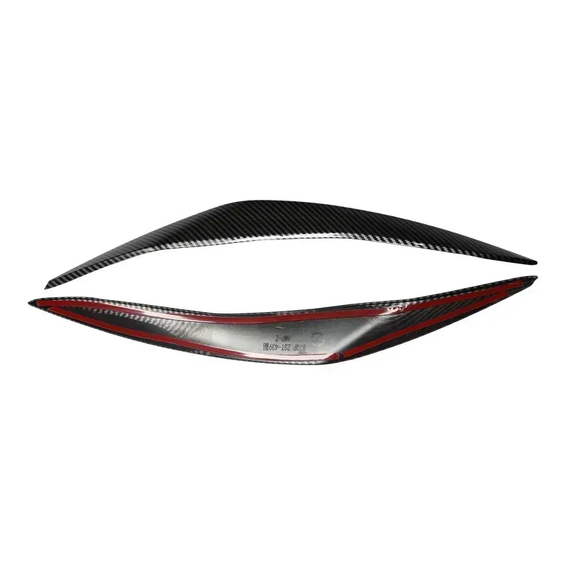 2Pcs Car Front Headlight Eyelids Eyebrow Cover Trim For BMW 5 Series F10 F11 2011 2012 2013 2014 Glossy Black/Carbon Fiber