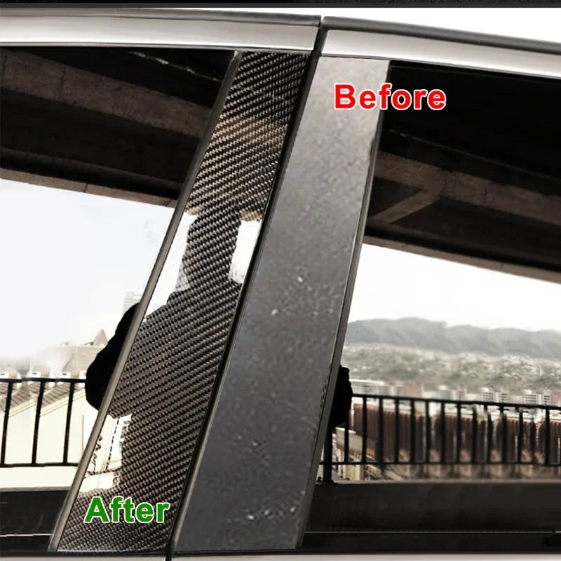 For BMW F30 E46 E90 G20 318i 325i 320i 328i Car Door Window Pillars B-pillar Post Trim Stickers Glossy Carbon Fiber Wrap Films