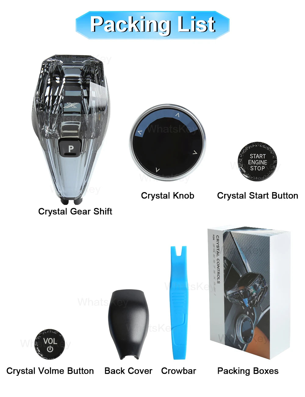 4 Piece Set Crystal Gear Shift Knob Lever For BMW G20 G21 iX3 G08 X3 G01 X6 G06 X7 G07 X5 G05 Automatic Crystal Gear Handle