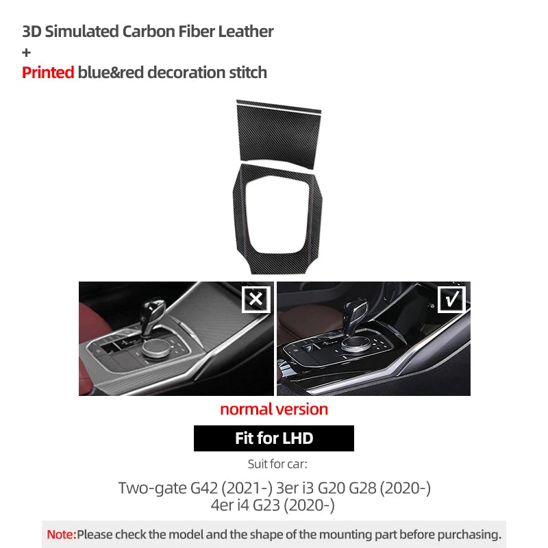 For BMW G20 G23 G28 G42 i3 Made of Alcantara Center Gear Shift Panel Trim Cover M Performance Sticker Car Interior Accessories