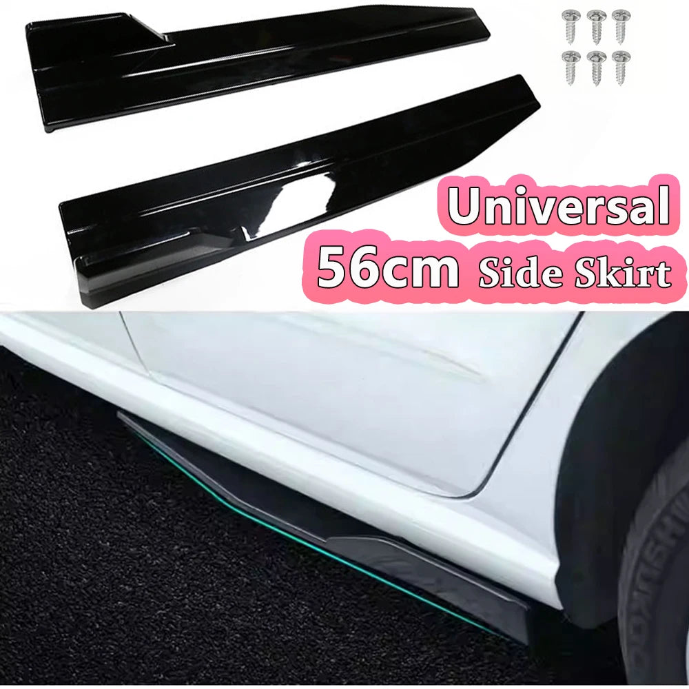 56cm Car Side Skirts Extension Rocker Splitters Diffuser Winglet Wings Universal 22.04inch Bumper Lip Trim Protector with Screws
