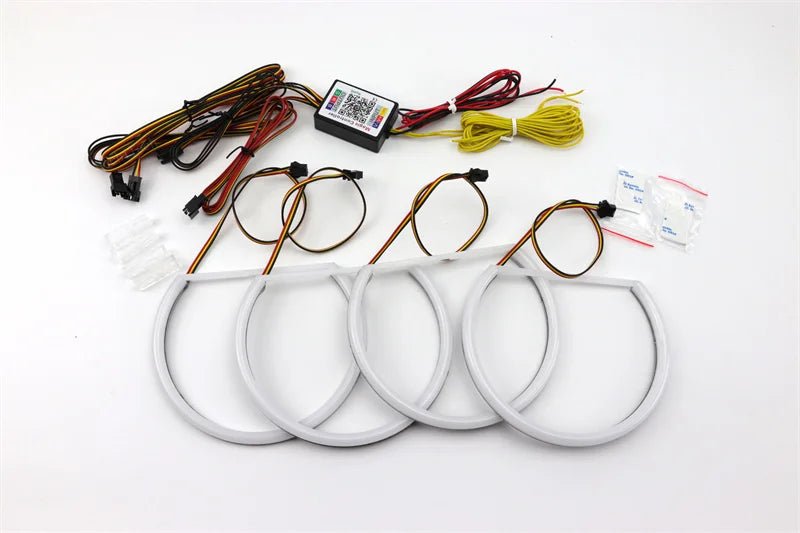 For BMW 3 5 7 Series E46 E39 E38 Colorful RGBW Cotton LED Angel Eyes Revolving Dynamic Light Sequential Flowing with Turn Signal
