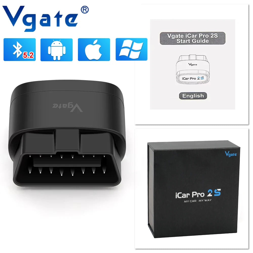 NEW Vgate iCar Pro 2S ELM327 Bluetooth 5.2 V2.3 Car OBD Scanner Upgraded EV Auto Diagnostic Tool BimmerCode for IOS Android PC