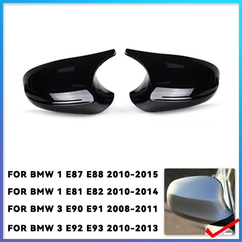 2xMirror Cover E90 Car Side Door Rearview Side Mirror Cover Cap For BMW E90 E91 2005-2007 E92 E93 2006-2009 M3 Style E80 E81 E87