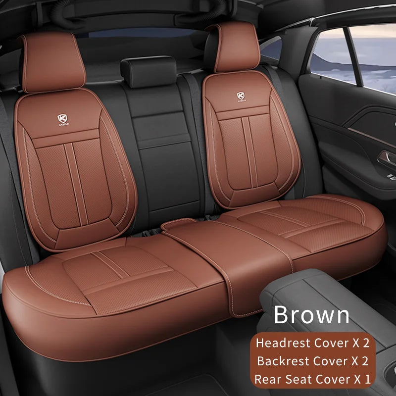 Nappa Leather Car Seat Cover Full Set 5 Seater Breathable Seat Cushion Cover Anti-Slip Full Wrap Driver Car Seat Protectors