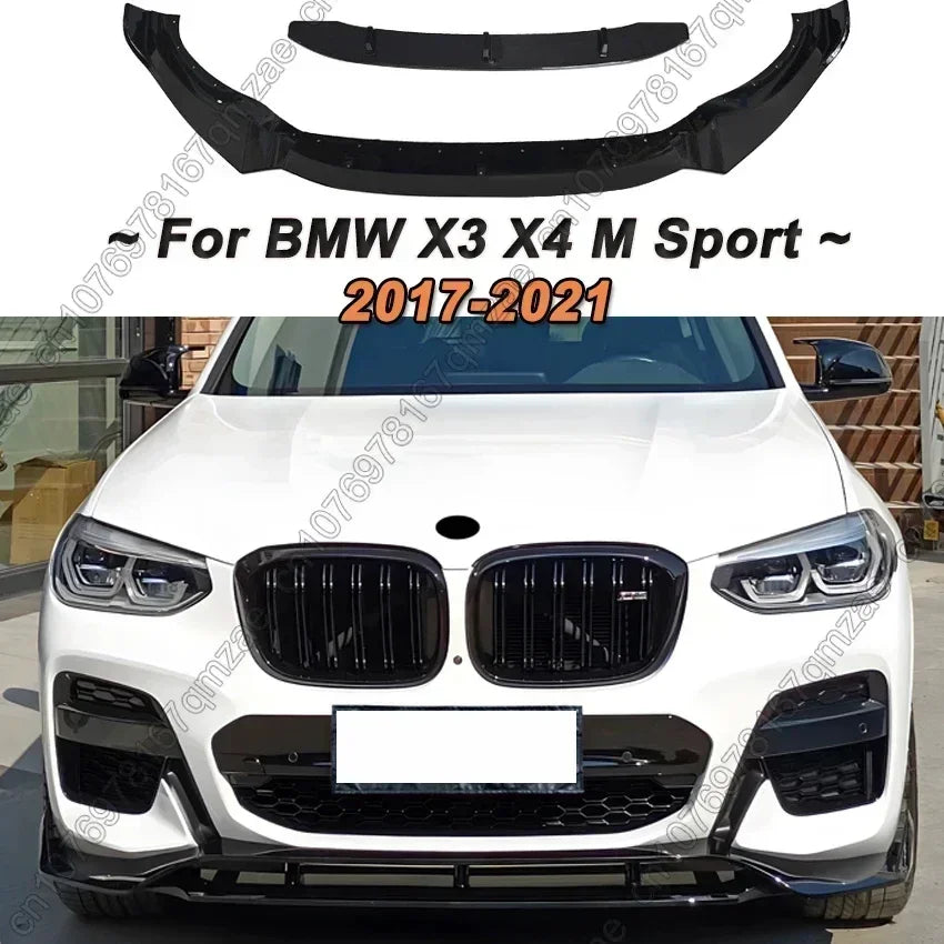 4Pcs Car Front Bumper Splitter Lip Diffuser Spoiler Black For BMW X3 G01 & X4 G02 M40i M40d M-Pack M-Sport 2017-2021 Guard Cover