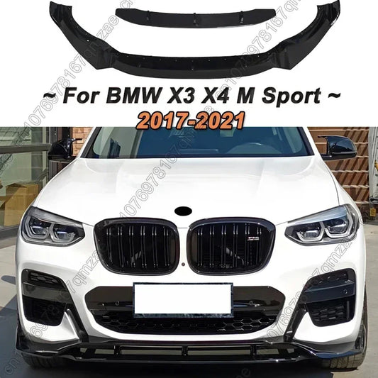 4Pcs Car Front Bumper Splitter Lip Diffuser Spoiler Black For BMW X3 G01 & X4 G02 M40i M40d M-Pack M-Sport 2017-2021 Guard Cover