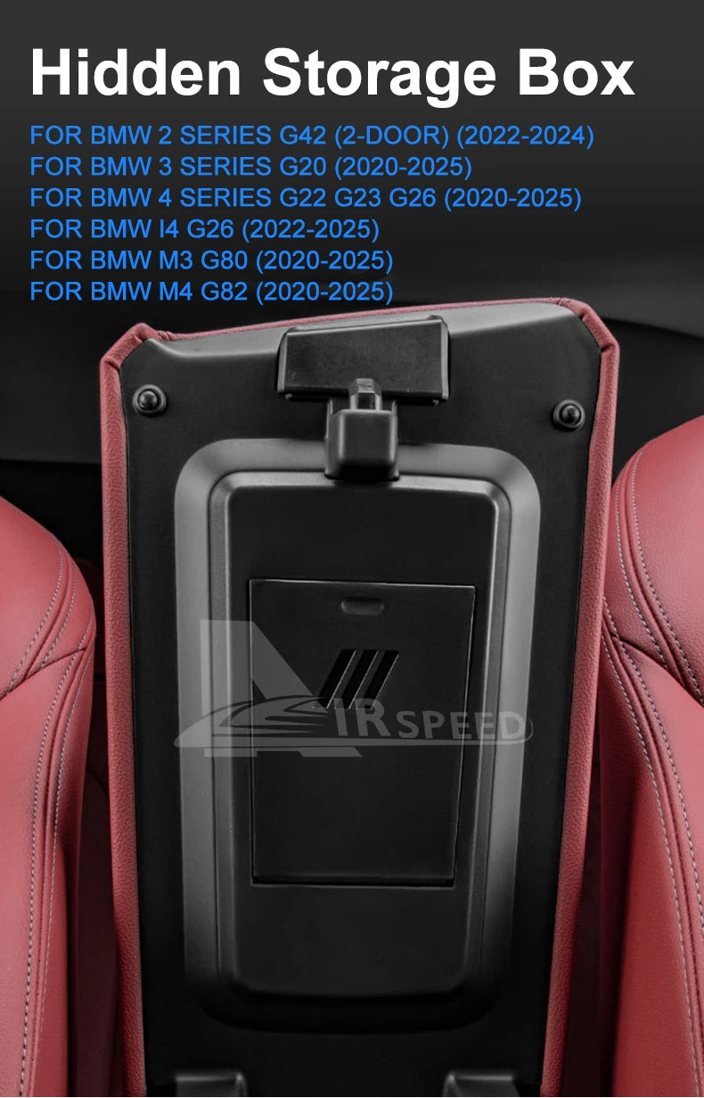 for BMW 2 3 4 Series i4 G26 G20 G22 M3 G80 M4 2020-2023 Car Armrest Hidden Storage Box Organizer Interior Modification Product