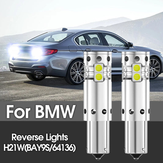 2pcs LED Backup Light Blub Reverse Lamp H21W BAY9S 64136 Canbus For BMW F30 F80 F31 G30 F90 F11 G31 E61 X3 G01 F97 X6 E71 E72