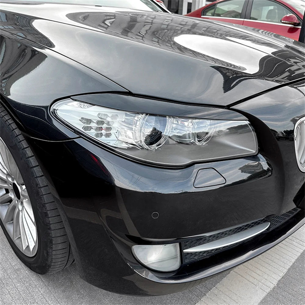 2Pcs ABS Gloss Headlight Evil Eyebrows Eyelids For BMW F10 F11 5 Series 518d 520d 523i 530i 530d 550i M5 2009-2017 3D Stickers