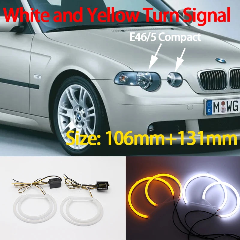 For BMW 3 Series E46 316i 318i 320d 323i 328i 330i 325xi 330d 1998-2005 Excellent LED Cotton Angel Eyes Rings Daytime Light