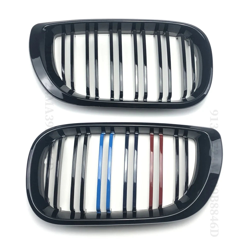 For BMW E46 2/4 Door  3 Series 2002 2003 2004 2005 318i 320i 325i 330i Grille Glossy Black Front Kidney Double Slat Grill Tuning