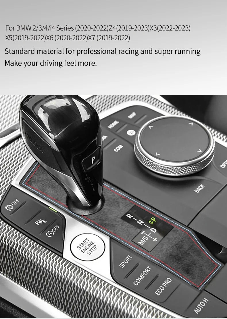 Made of Alcanrata For BMW G20 G22 G07 F44 i4 G29 X3 G01 X5 G05 G06 Gear Shifter Panel Frame Sticker Car Interior Trim Accessory