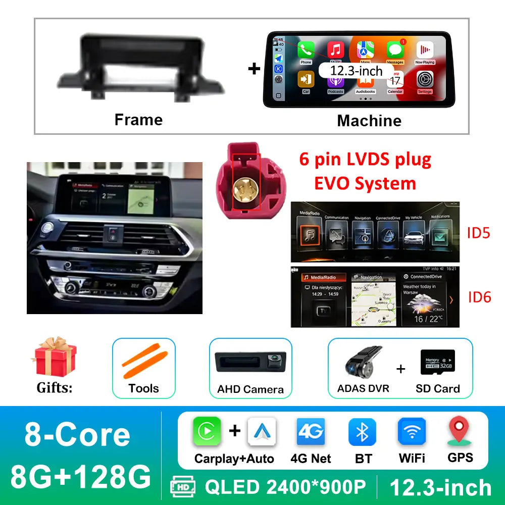 Navi GPS Android 16 for BMW X3 G01 X4 G02 2018 - 2022 EVO System Wireless Carplay Car Radio Multimedia Player BT WiFi DSP Stereo