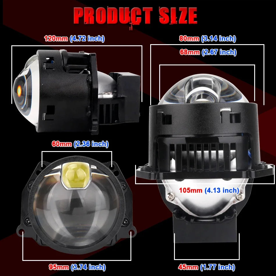 160W Bi-LED Laser Pro Projector Lenses 3 inch Headlight LED Lamp For Hella 3R G5 Frame Car Styling Retrofit High/Low Beam Lens