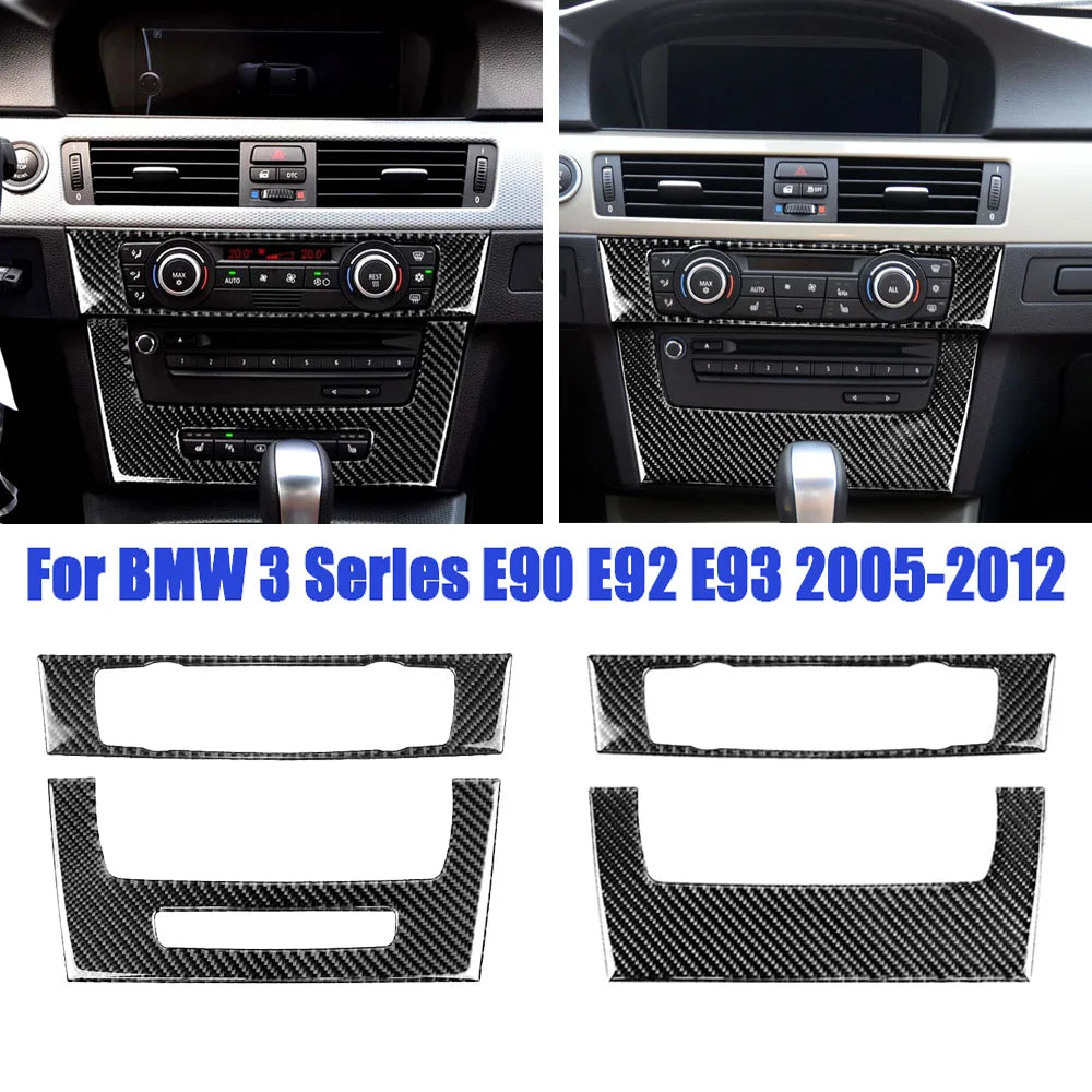 For BMW E90 E92 E93 3 Series Accessories Car Interior Real Carbon Fiber Air Conditioning CD Console Panel Cover Trim Car Styling