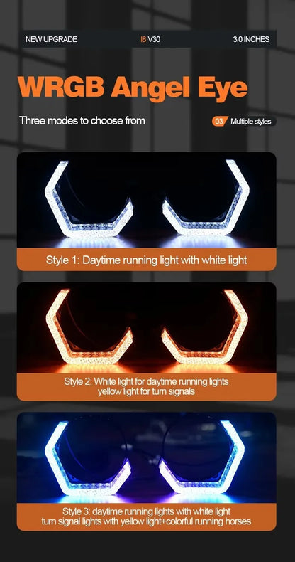 Rectangular RGB angel eye shrouds with app control, product photo 7