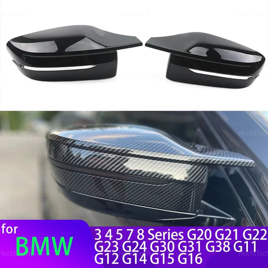 Carbon Fiber Glossy Black Replacement Side Mirror Covers Cap For BMW 3 4 5 7 8 Series G20 G21 G30 G38 G22 G23 G11 G12 G15 G16