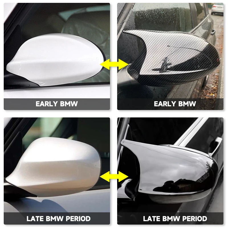 2xMirror Cover E90 Car Side Door Rearview Side Mirror Cover Cap For BMW E90 E91 2005-2007 E92 E93 2006-2009 M3 Style E80 E81 E87