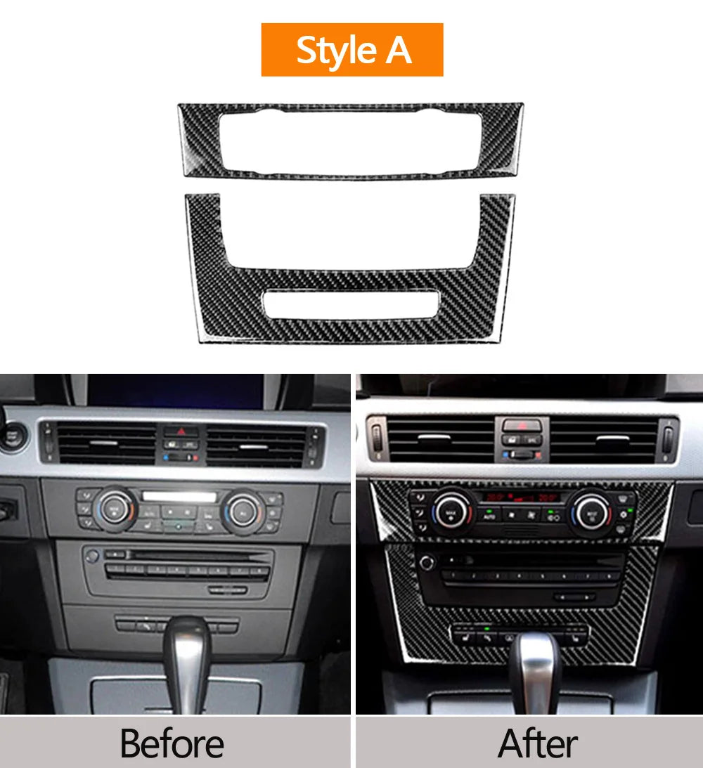 For BMW E90 E92 E93 3 Series Accessories Car Interior Real Carbon Fiber Air Conditioning CD Console Panel Cover Trim Car Styling