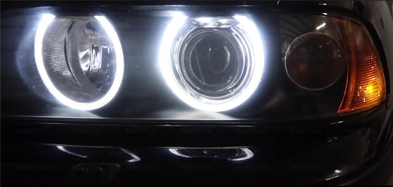 For BMW 5 Series E39 525i 528i 530i 540i White Yellow Dual and White Cotton LED Angel Eyes Kit  Ring DRL Turn Signal Light