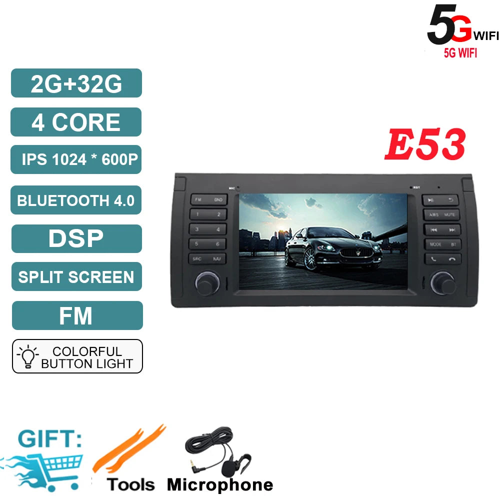 Android OS Auto Radio GPS Navigation for BMW X5 E53 5 Series E39 M5 1996-2007 DSP Car Multimedia Player Stereo WIFI Cooling Fan