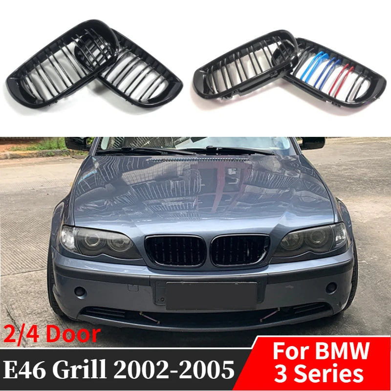 Double-slat kidney grille for BMW 3 Series E46 saloon facelift