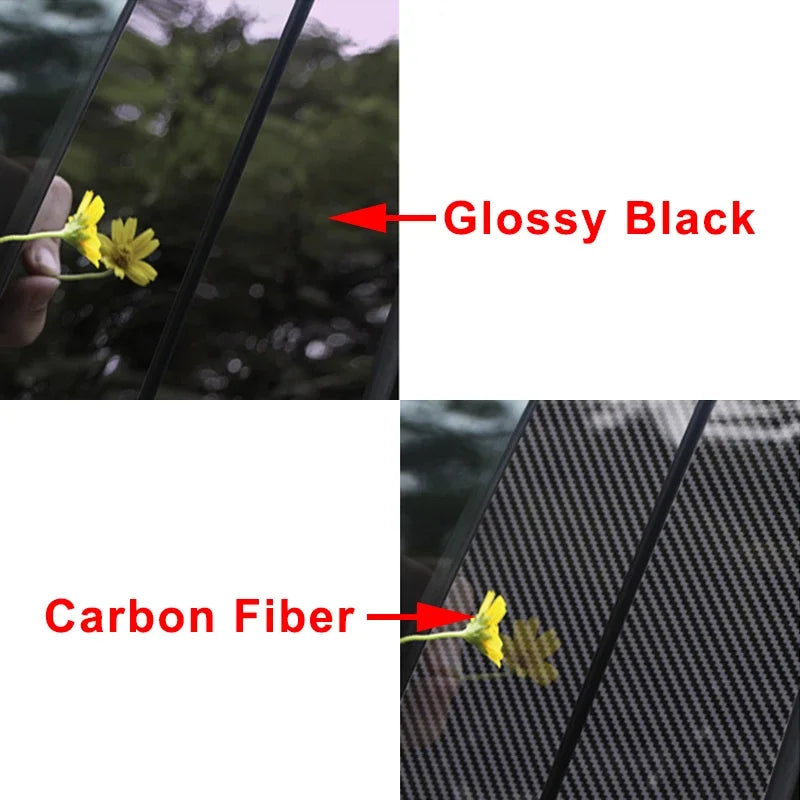 Car Door Window Pillars B-pillar Post Trim Stickers For BMW F30 E46 E90 G20 318i 325i 320i 328i Glossy Carbon Fiber Wrap Films