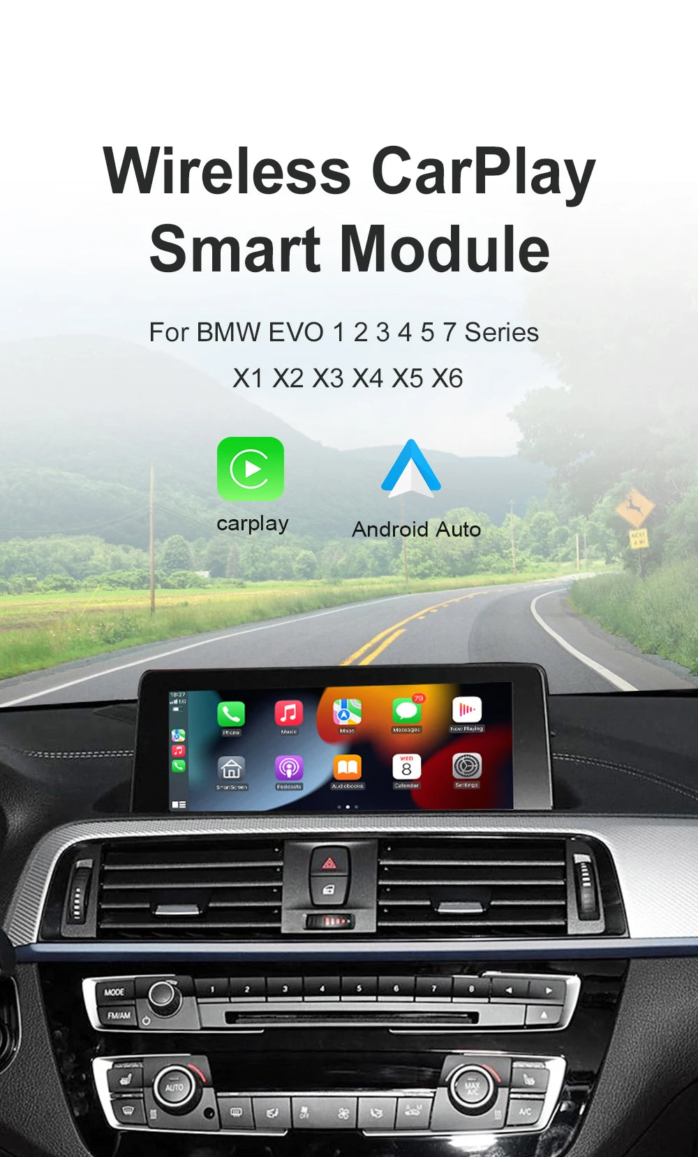 AUTOABC Wireless CarPlay for BMW EVO X5 F15 F85 X6 F16 F86 G01 2017-2019 with Android Mirror Link AirPlay Carplay Support Touch
