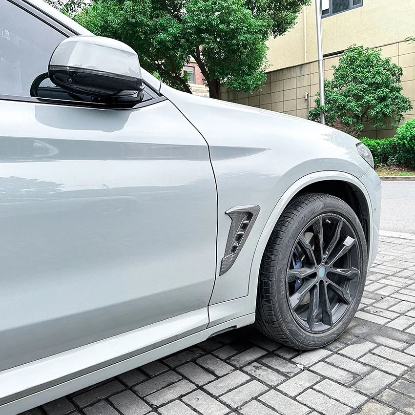 Car Side Fender Spoiler Wind Knife Side Gills Air Vent Decorative Side Wing Stickers For BMW X3 X4 G01 G02 M Sport 2018-2023+
