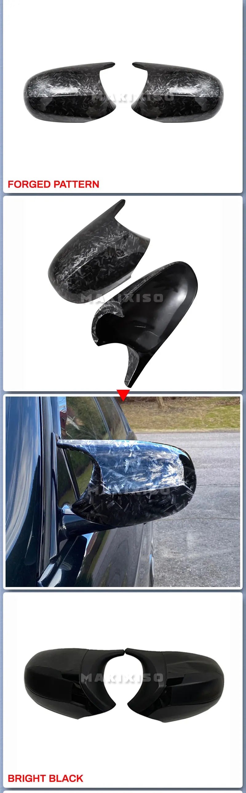 2xMirror Cover E90 Car Side Door Rearview Side Mirror Cover Cap For BMW E90 E91 2005-2007 E92 E93 2006-2009 M3 Style E80 E81 E87