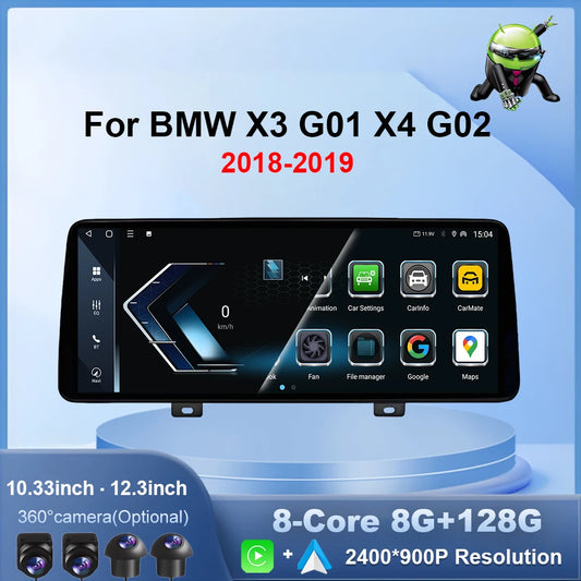 Android OS for BMW X3 G01 X4 G02 2018 - 2020 EVO System Car Radio Video Player Carplay DSP Stereo 12.3 inch Touch Screen 4G WiFi