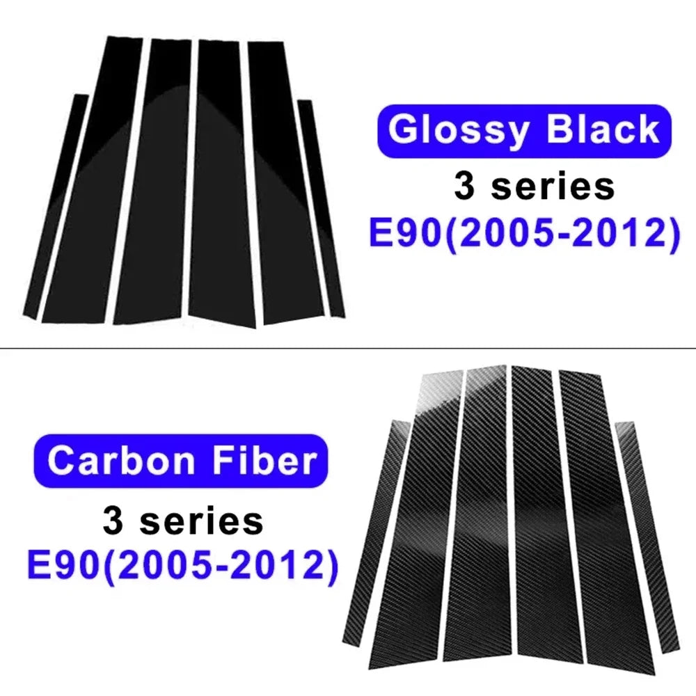 For BMW F30 E46 E90 G20 318i 325i 320i 328i Car Door Window Pillars B-pillar Post Trim Stickers Glossy Carbon Fiber Wrap Films