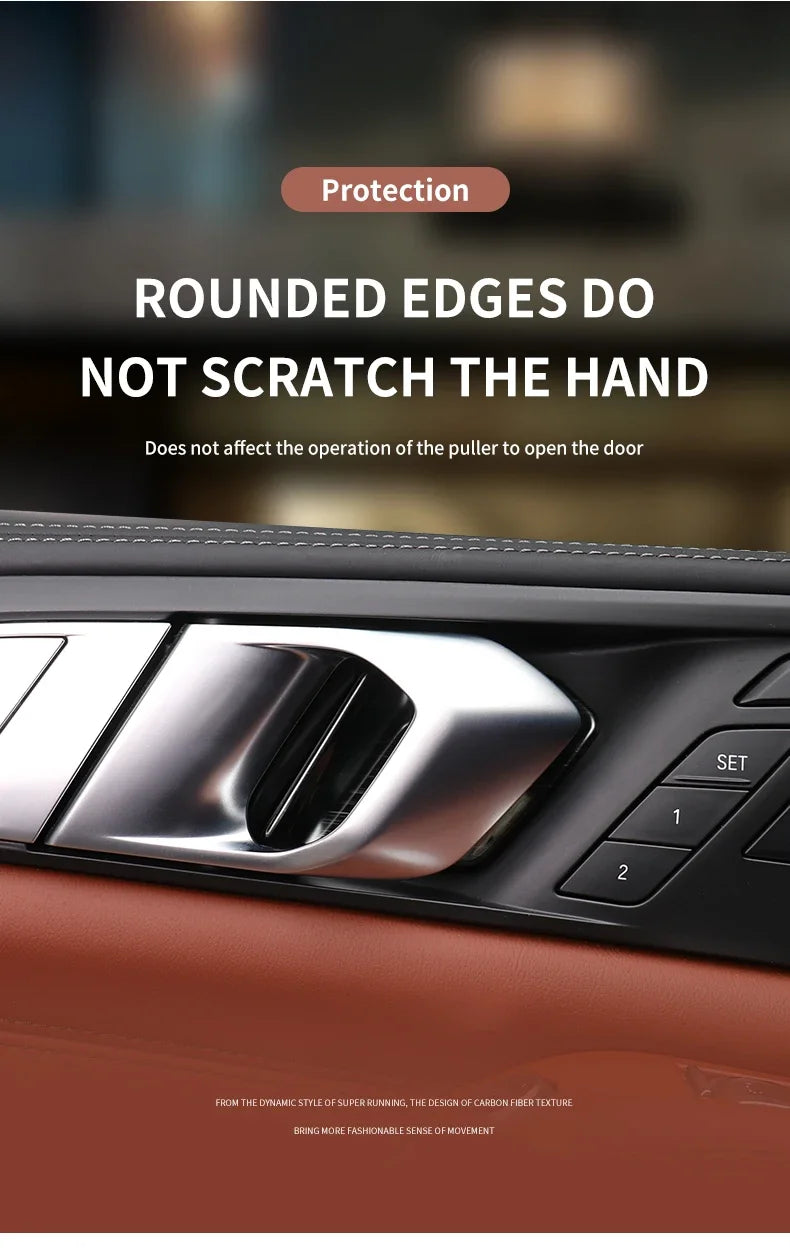 4PCS Car Inner Door Bowl Stickers Stainless Steel Door Handle Frame For BMW X5 G05 X6 G06 X7 G07 2019 2020 2021 2022 Accessories