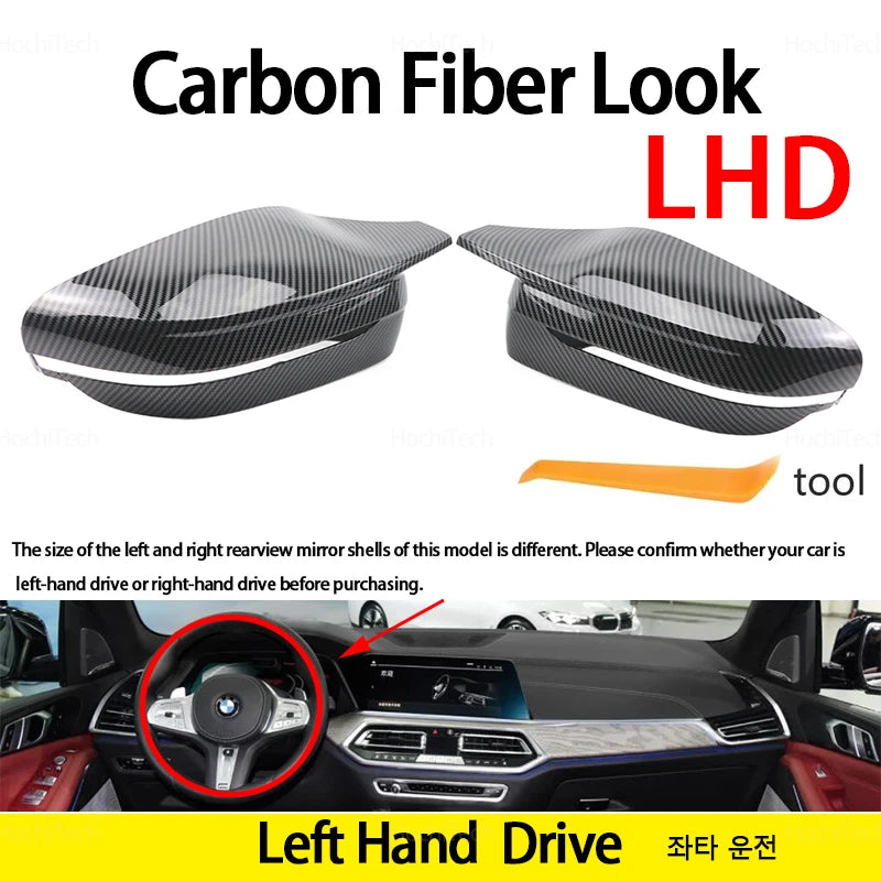 For BMW 3 4 5 7 8 Series G20 G21 G30 G38 G22 G23 G11 G12 G15 G16 Carbon Fiber Glossy Black Replacement Side Mirror Covers Cap