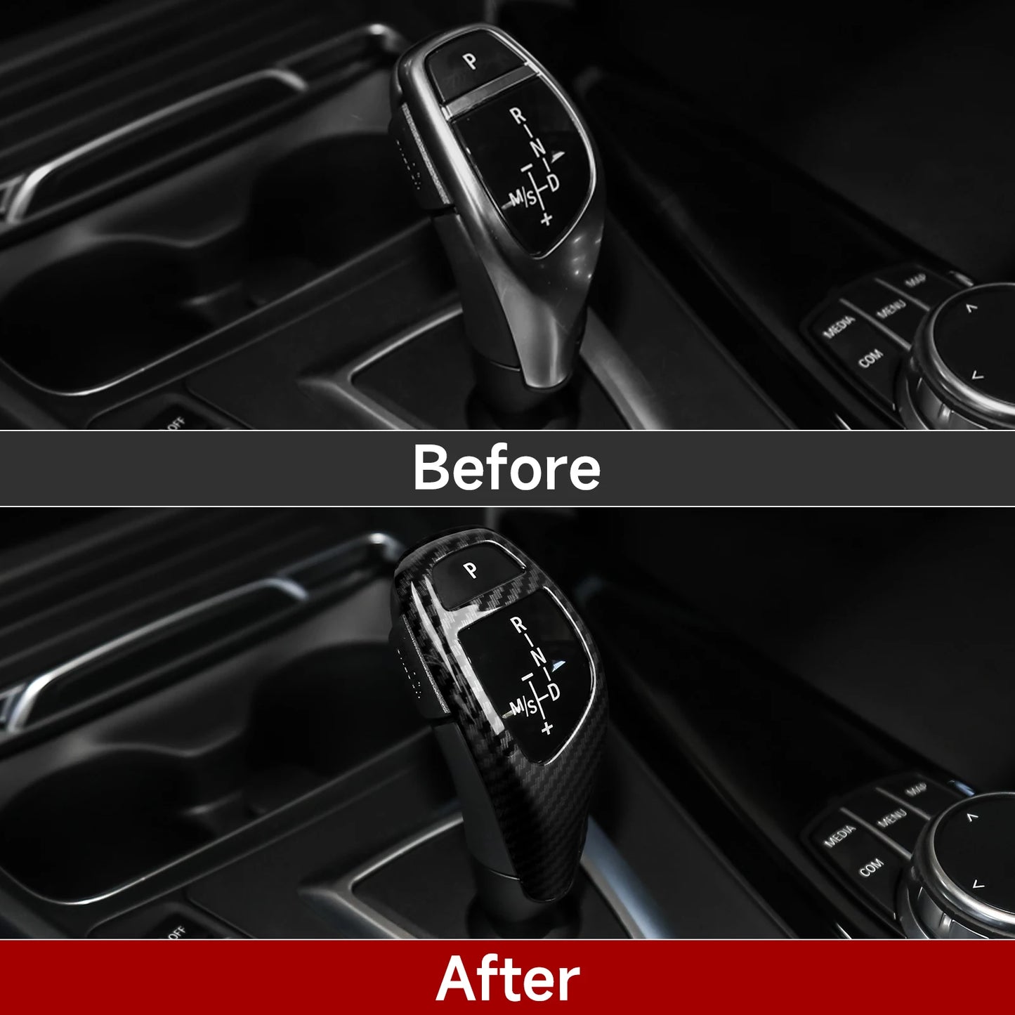 Car Center Console Dashboard Gear Shifter Panel For BMW F30 F31 F34 3GT F32 F33 F36 Trim Accessories, Carbon Fiber ABS Sticker