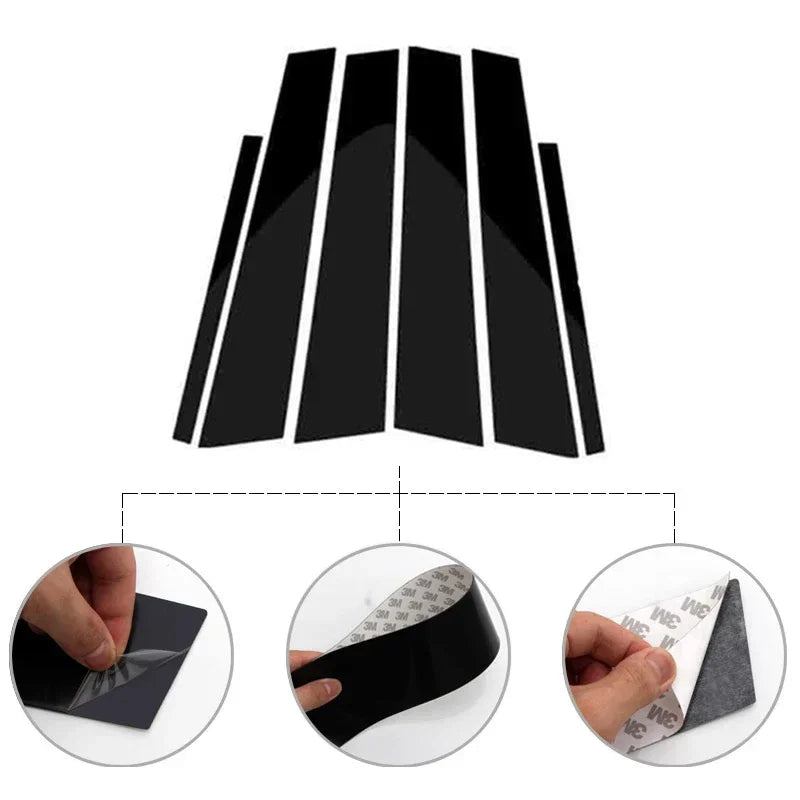 For BMW F30 E46 E90 G20 318i 325i 320i 328i Car Door Window Pillars B-pillar Post Trim Stickers Glossy Carbon Fiber Wrap Films