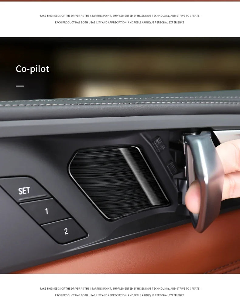 4PCS Car Inner Door Bowl Stickers Stainless Steel Door Handle Frame For BMW X5 G05 X6 G06 X7 G07 2019 2020 2021 2022 Accessories