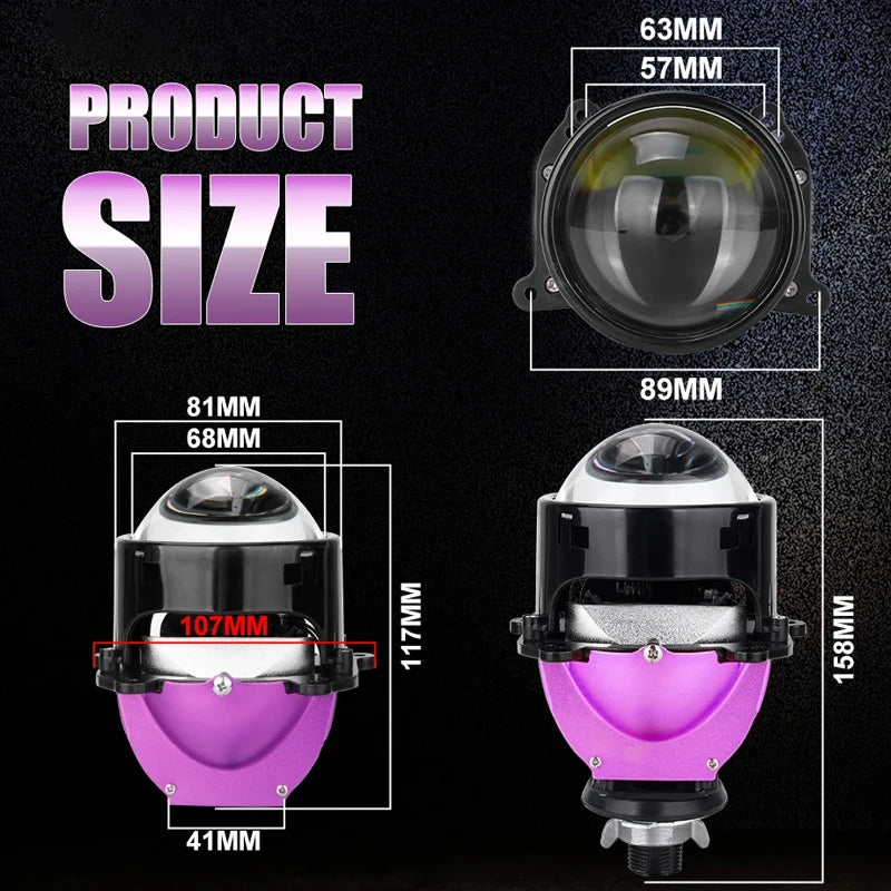 12+6pc Chips 3.0 Inch Bi Led Projector Lens Halo Lights H4 H7 9005 9006 Car Headlights Hella 3R G5 Angel Eyes High Low Beam LED