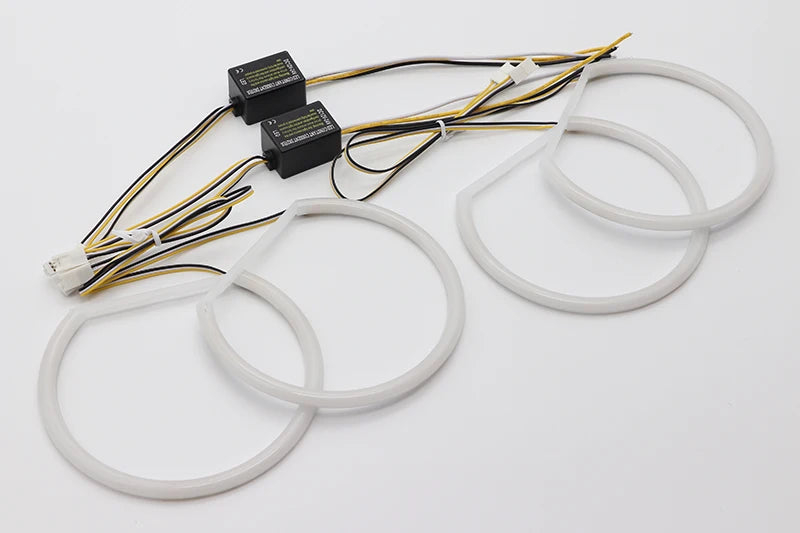 For BMW 5 Series E39 525i 528i 530i 540i White Yellow Dual and White Cotton LED Angel Eyes Kit  Ring DRL Turn Signal Light