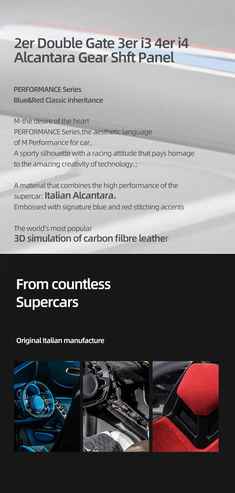 For BMW G20 G23 G28 G42 i3 Made of Alcantara Center Gear Shift Panel Trim Cover M Performance Sticker Car Interior Accessories